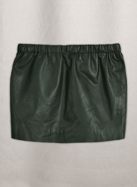 (image for) Soft Deep Olive Leather Skirt With Elastic Waist
