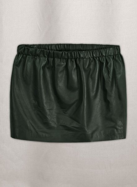 (image for) Soft Deep Olive Leather Skirt With Elastic Waist