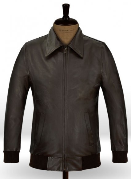 Brown Wax Classic Bomber Leather Jacket