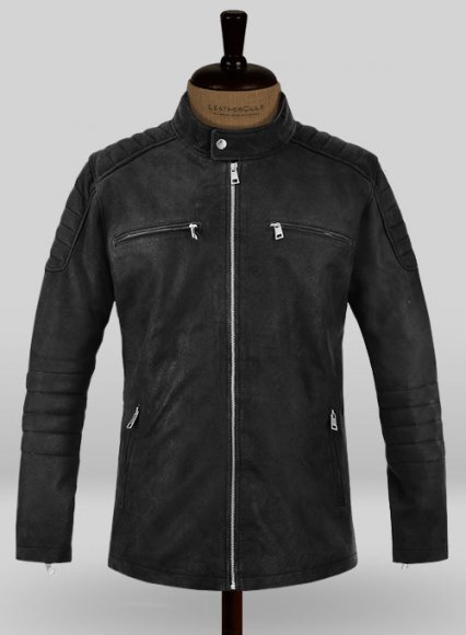 Distressed Black Scott Adkins Accident Man Leather Jacket