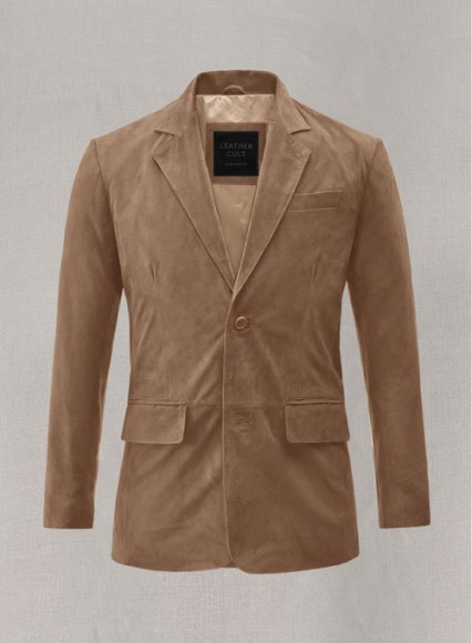 Dusty Beige Suede Leather Blazer