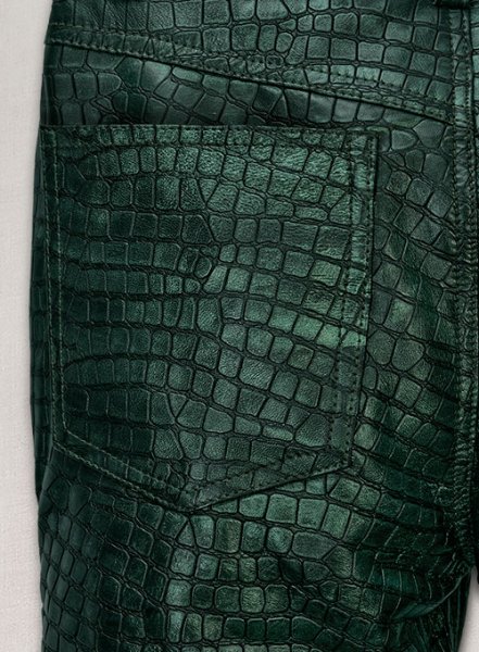 (image for) Croc Metallic Green Leather Pants - Jeans Style