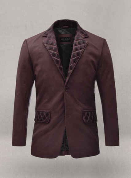 Harper Burnt Wine Leather Blazer (image for) Harper Burnt Wine Leather Blazer