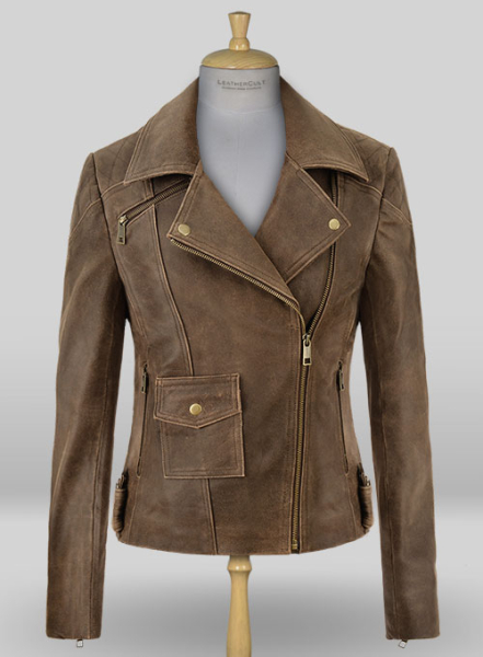 (image for) Vintage Gravel Brown Leather Jacket # 263