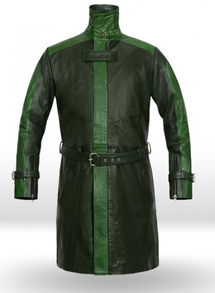Vintage Green Aiden Pearce Watch Dog Leather Trench Coat Vintage Green Aiden Pearce Watch Dog Leather Trench Coat