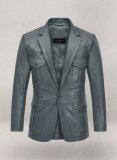 (image for) Soft Sherpa Gray Washed and Wax Leather Blazer - #712