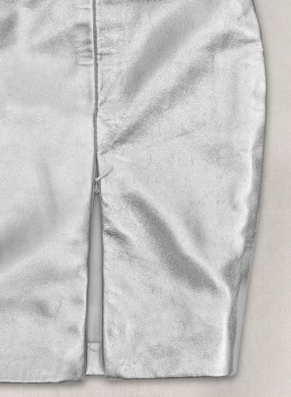Silver Adjustable Slit Leather Skirt (image for) Silver Adjustable Slit Leather Skirt