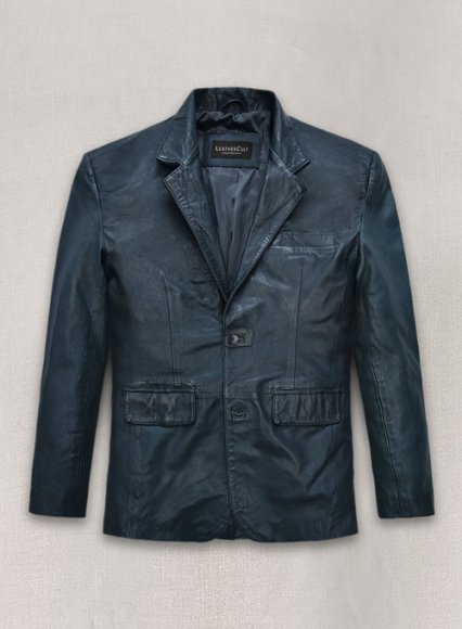 Soft Winsor Blue Washed and Wax Leather Blazer