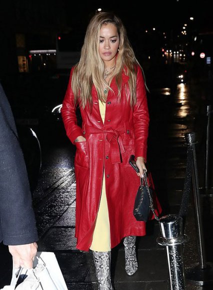 Rita Ora Leather Long Coat #2 Rita Ora Leather Long Coat #2