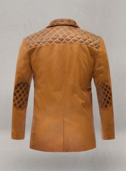 Harper Burnt Mustard Leather Blazer (image for) Harper Burnt Mustard Leather Blazer