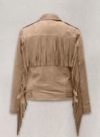 (image for) Dusty Beige Suede Leather Fringes Jacket #1008