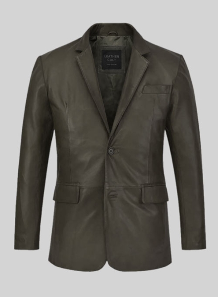 (image for) Soft Absolute Dark Green Leather Blazer