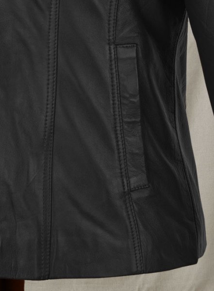 (image for) Black Fur Collar Leather Jacket