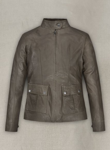 Croma Gray Washed & Wax Scarlett Johansson Leather Jacket