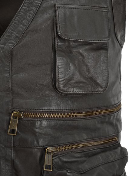 Soft Louis Brown Washed & Wax Chris Pratt Jurassic World Vest Soft Louis Brown Washed & Wax Chris Pratt Jurassic World Vest