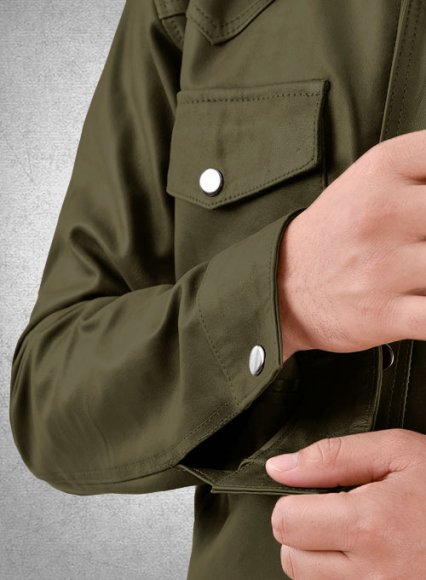 Light Weight Unlined Mauve Green Leather Shirt Light Weight Unlined Mauve Green Leather Shirt