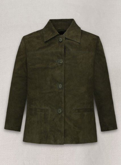 Olive Green Suede Milla Jovovich Leather Jacket