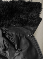 (image for) Black Fur Collar Leather Jacket