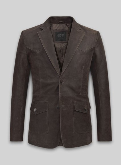 Vintage Brown Grain Western Leather Blazer