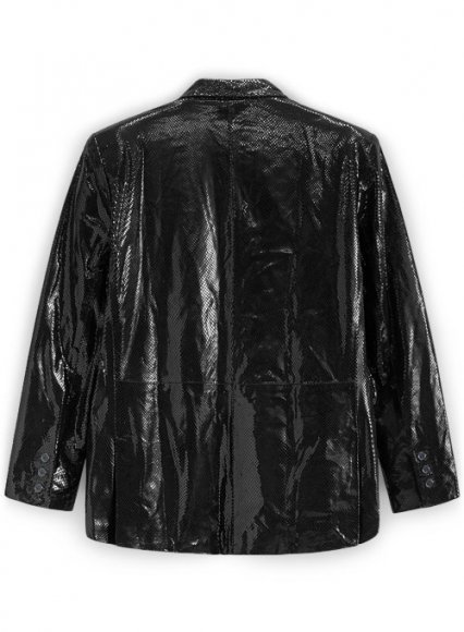 Snake Emboss Black Medieval Leather Blazer - 44 Regular Snake Emboss Black Medieval Leather Blazer - 44 Regular