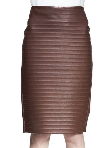 Front Ribbed Leather Skirt - # 489 : LeatherCult