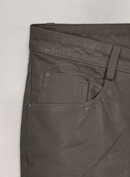 (image for) Croma Gray Washed and Wax Leather Pants - Jeans Style