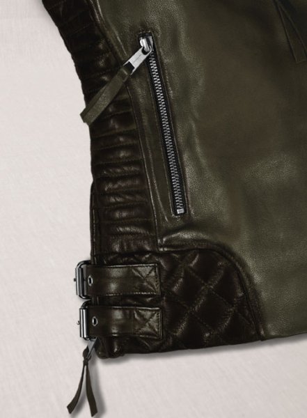 (image for) Charlotte Burnt Olive Leather Jacket