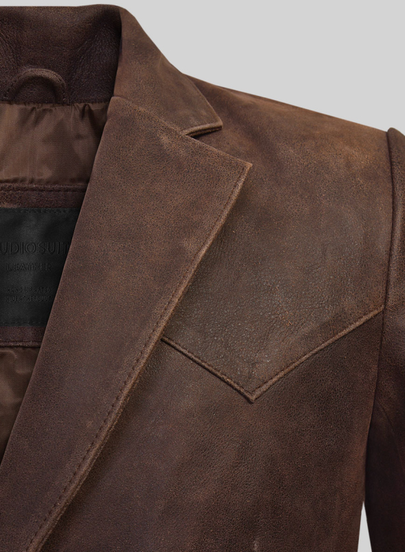 (image for) Vintage Brown Grain Western Leather Blazer - Click Image to Close