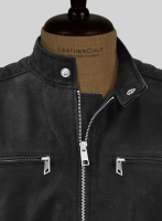 (image for) Distressed Black Scott Adkins Accident Man Leather Jacket
