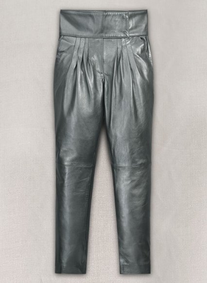 Metallic Lurex Gray Carey Mulligan Leather Pants (image for) Metallic Lurex Gray Carey Mulligan Leather Pants
