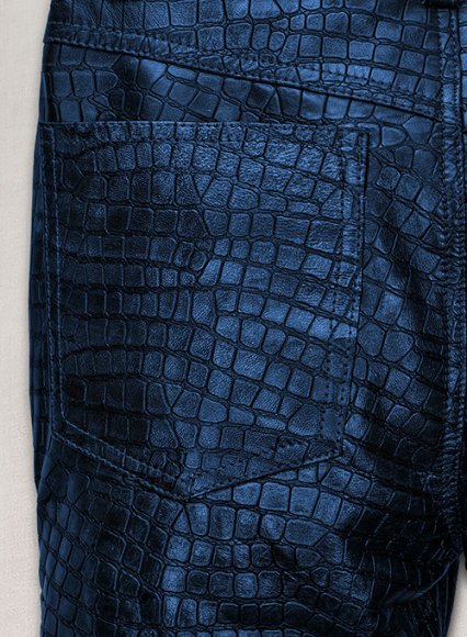 Croc Metallic Blue Leather Pants - Jeans Style (image for) Croc Metallic Blue Leather Pants - Jeans Style