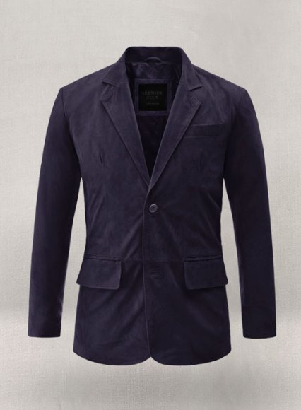 Dark Slate Purple Suede Leather Blazer