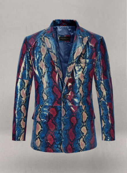 (image for) Bold Blue Python Catwalk Leather Blazer # 2
