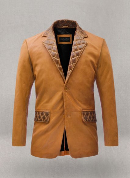 Harper Burnt Mustard Leather Blazer (image for) Harper Burnt Mustard Leather Blazer