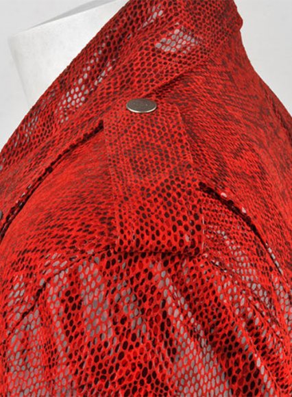 Shiny Red Python Leather Biker Jacket # 2 Shiny Red Python Leather Biker Jacket # 2