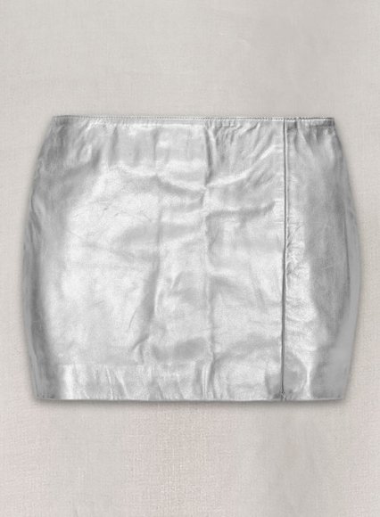 Silver Adjustable Slit Leather Skirt (image for) Silver Adjustable Slit Leather Skirt