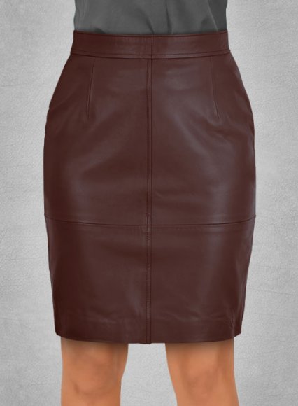 Soft Maroon Wax Meghan Markle Leather Skirt