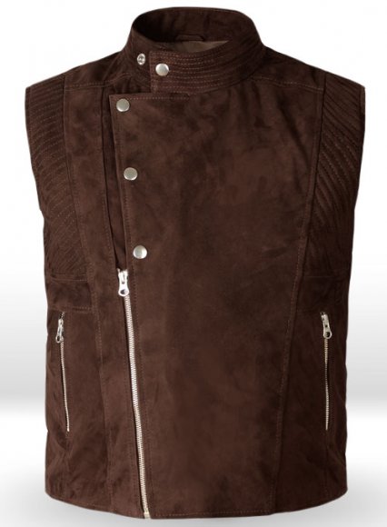 Soft Dark Brown Suede Leather Vest # 354 Soft Dark Brown Suede Leather Vest # 354