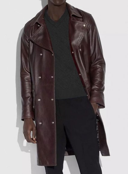 Belted Leather Trench Coat (image for) Belted Leather Trench Coat
