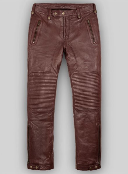(image for) Soft Maroon Washed & Wax Belafonte Leather Pants