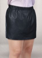 (image for) Soft Deep Blue Leather Skirt With Elastic Waist