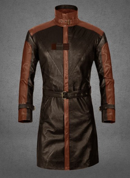 Brown Aiden Pearce Watch Dog Leather Trench Coat