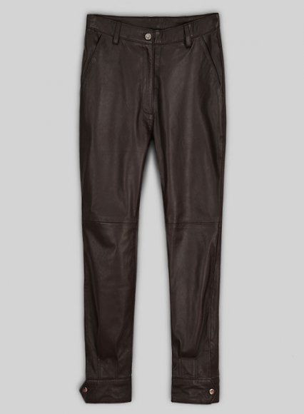 (image for) Soft Brown Selena Gomez Leather Pants #1