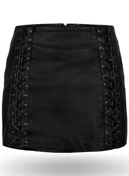 Geneva Lace-Up Leather Skirt : LeatherCult