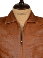 (image for) Tan Brown Ostrich Leather Hipster Jacket #2