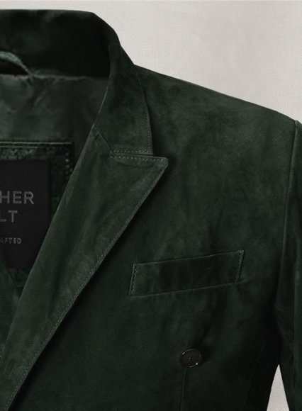 (image for) Timber Green Suede Double Breasted Blazer