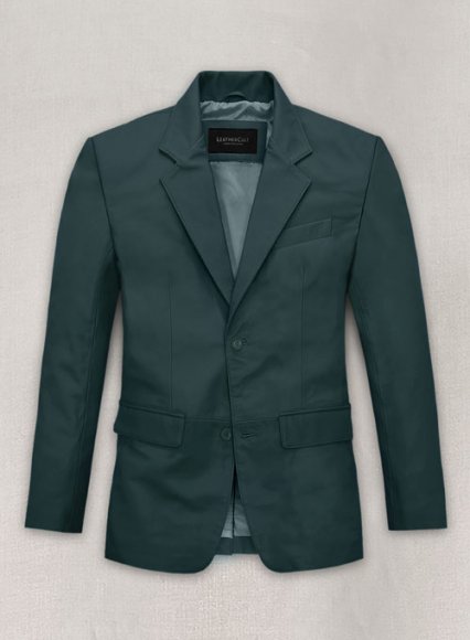 Soft Prussian Blue Leather Blazer