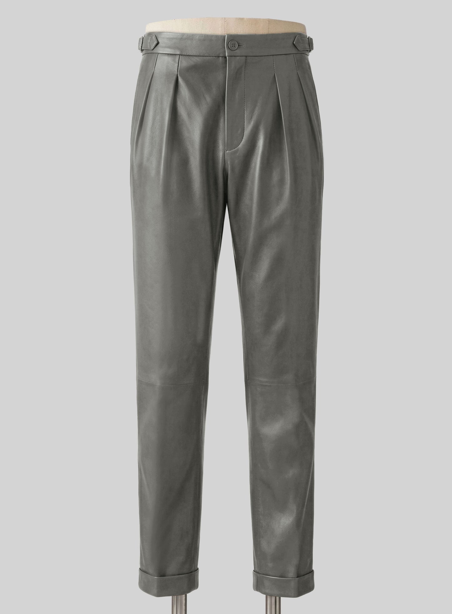 Gray Leather Gurkha Pant