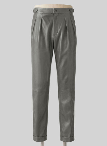 Gray Leather Gurkha Pant