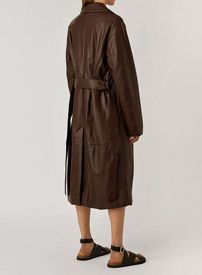 90s Vintage Leather Long Coat - LeatherCult